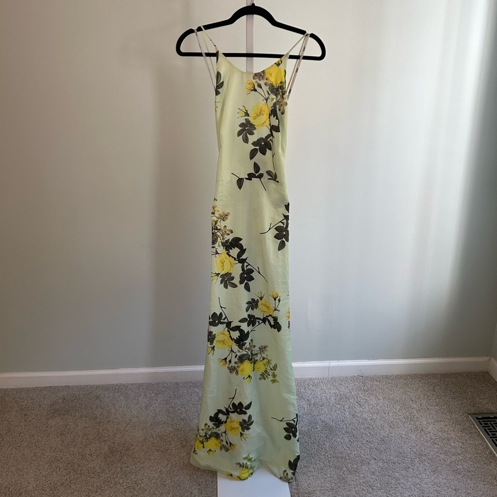 ASOS Yellow Floral Maxi Dress with Cross Back